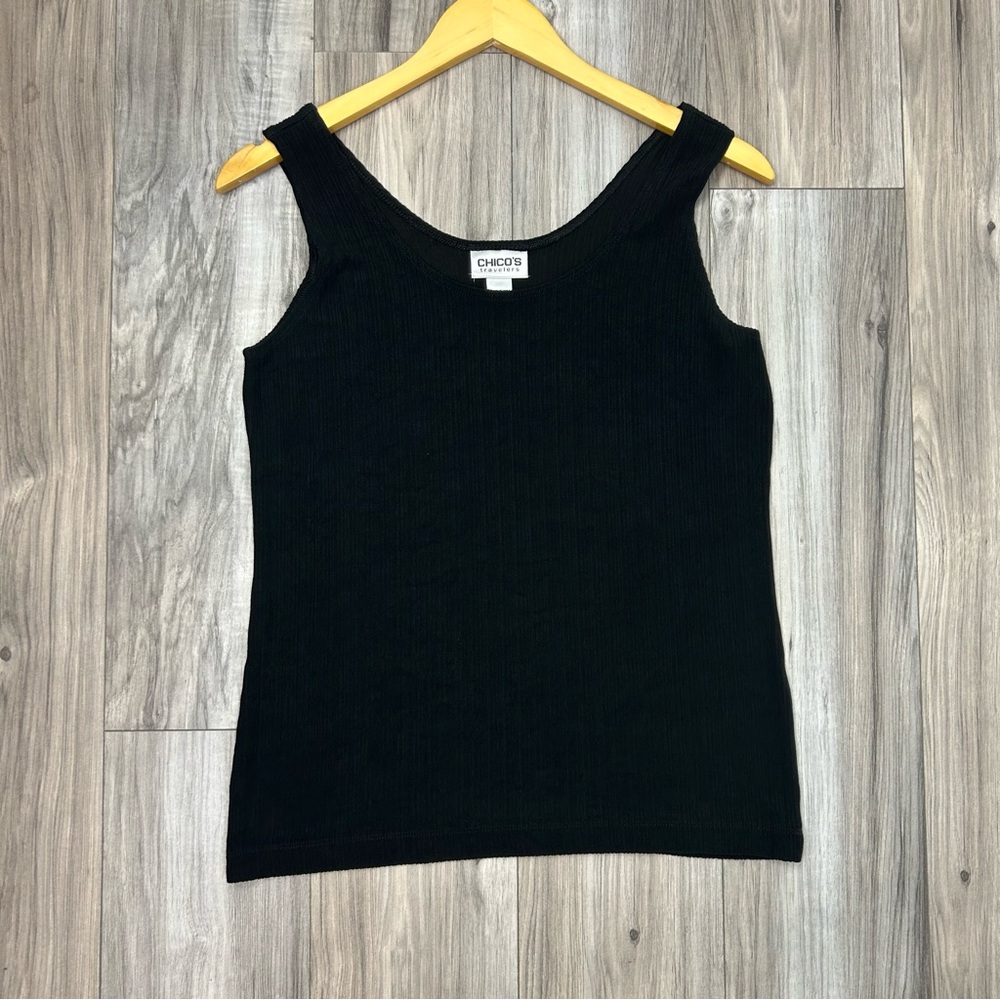 Chico's travelers wrinkle resistant Black Ribbed Tank Top size 1